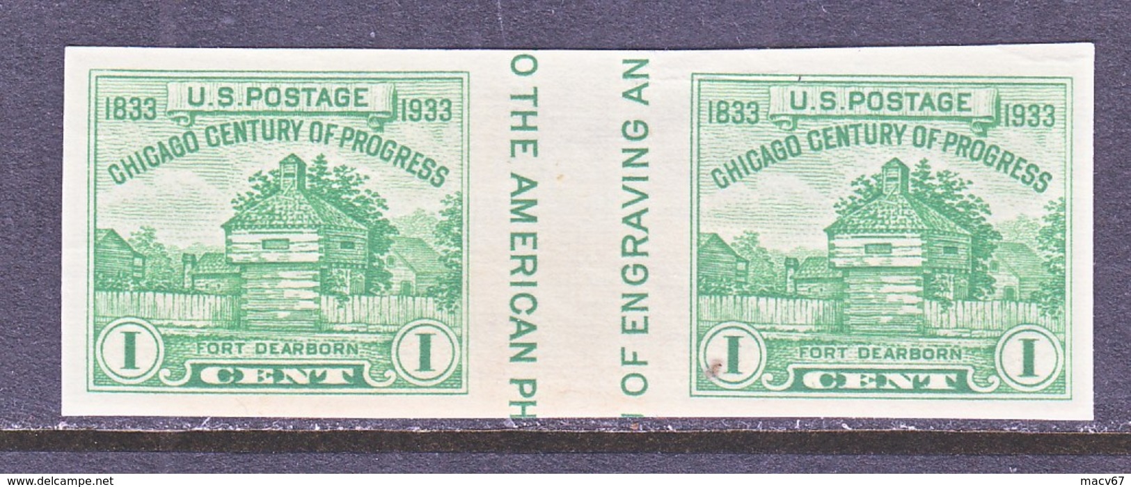 U.S.  766 A   *  VERT.  GUTTER    SPECIAL  PRINTING   Issued No Gum. - Unused Stamps