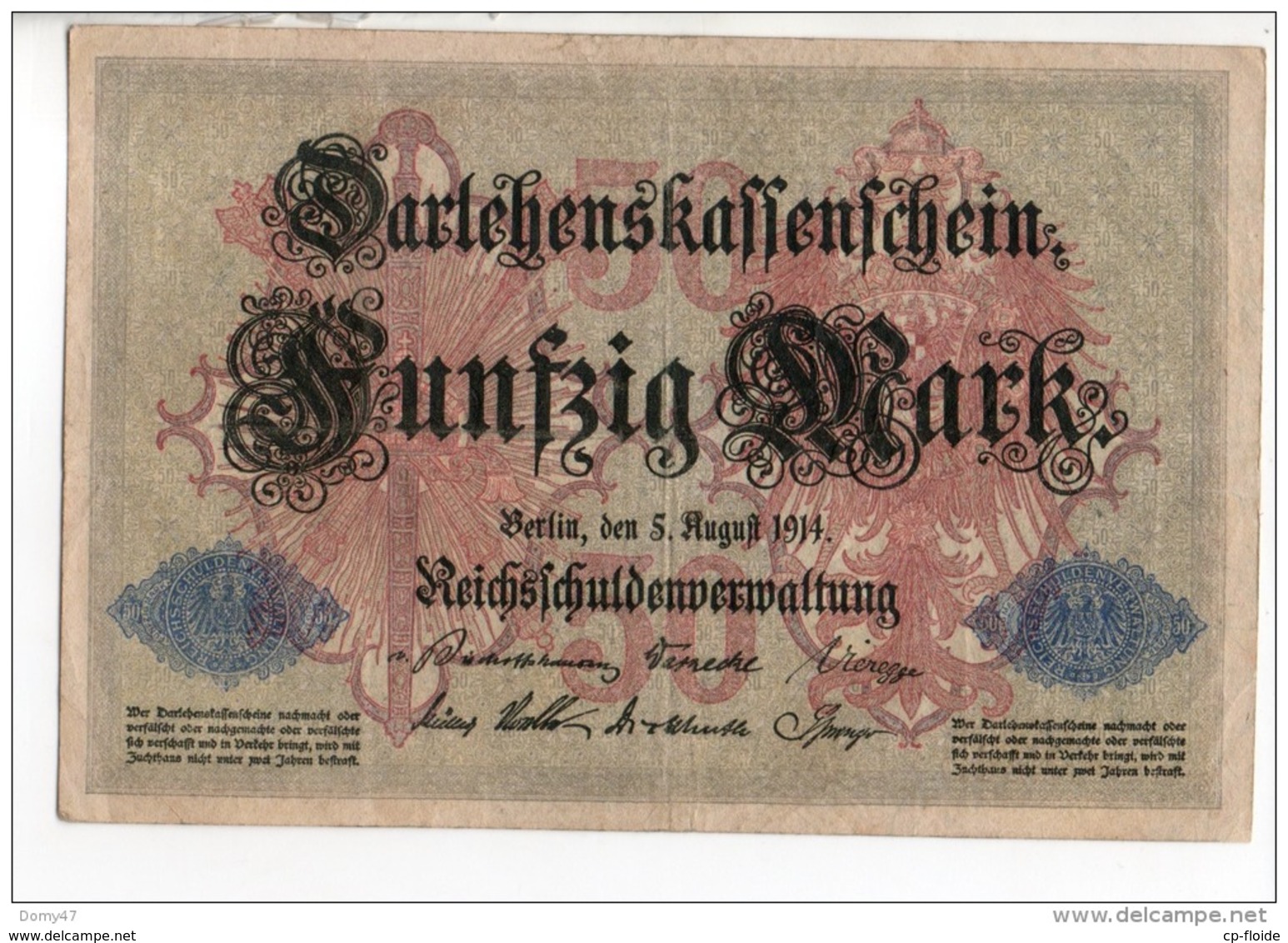 ALLEMAGNE . 50 MARK TYPE 1914 - Réf. N°10760 - - 50 Mark