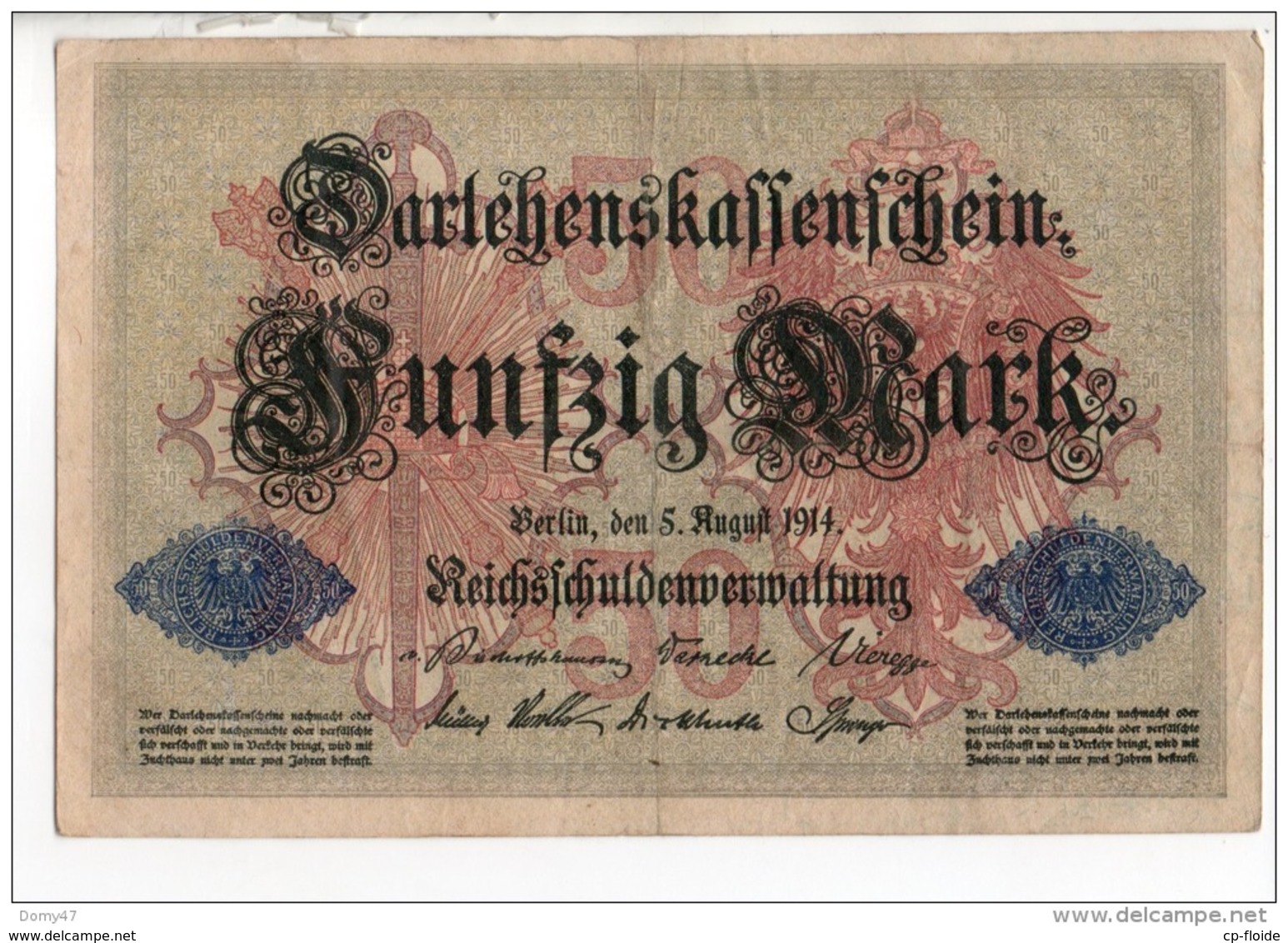 ALLEMAGNE . 50 MARK TYPE 1914 - Réf. N°10767 - - 50 Mark