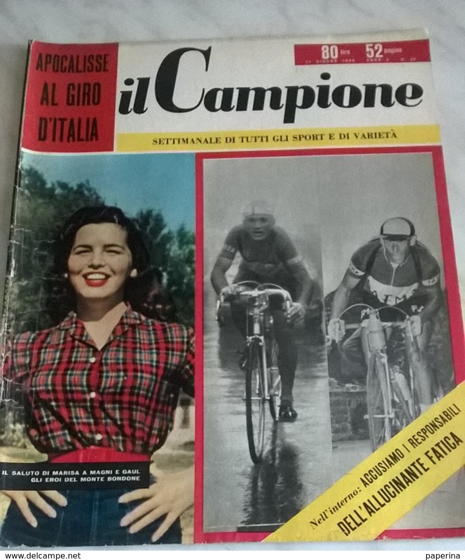 IL CAMPIONE N.24 11/6/56 MARISA ZOCCHI,  MAGNI ,GAUL/ PUBBLICITA' COCA COLA - Sport