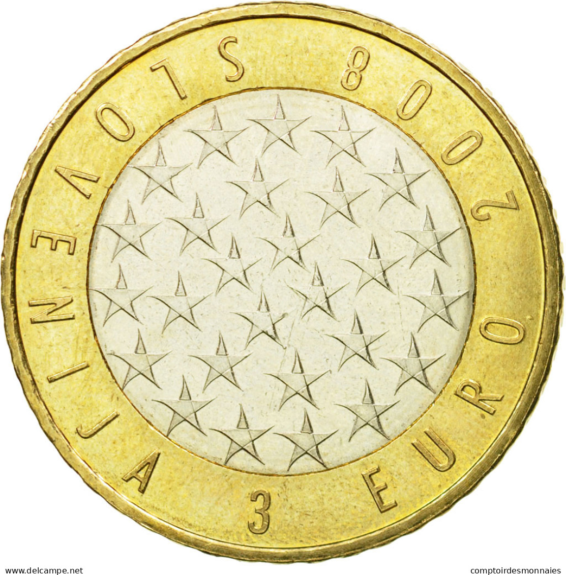 Slovénie, 3 Euro, 2008, SUP+, Bi-Metallic, KM:81 - Slovénie