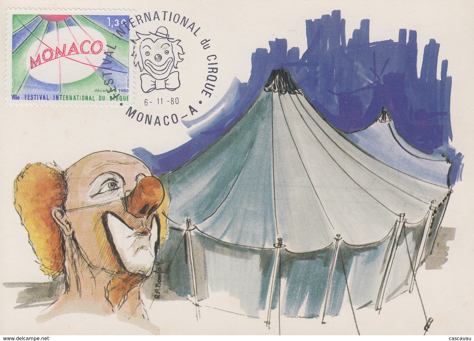 Carte Maximum  1er Jour  MONACO  7éme  FESTIVAL  INTERNATIONAL  Du  CIRQUE    1980 - Circo
