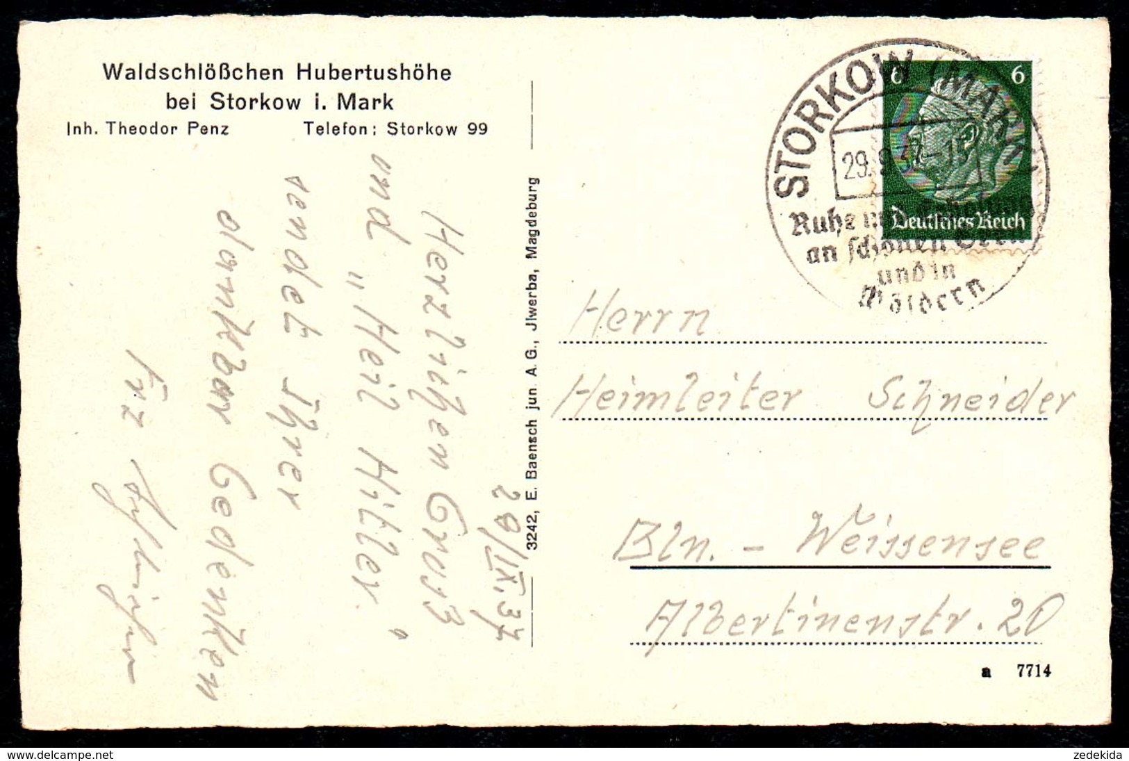 B6817 - Storkow - Waldschlößchen Hubertushöhe - Sonderstempel - E. Baensch - Storkow