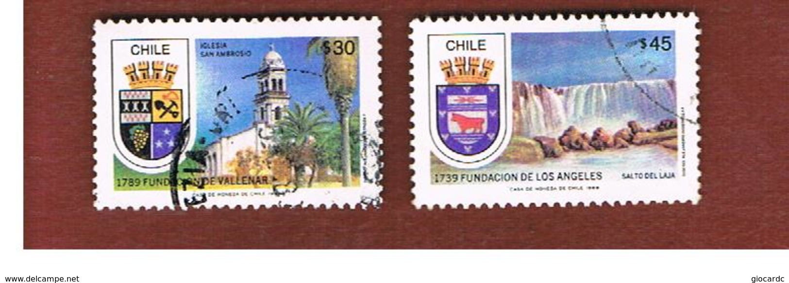 CILE (CHILE)  - SG 1199.1201 -    1989 TOWN ANNIVERSARIES: 2 STAMPS OF THE SET  -     USED ° - Cile