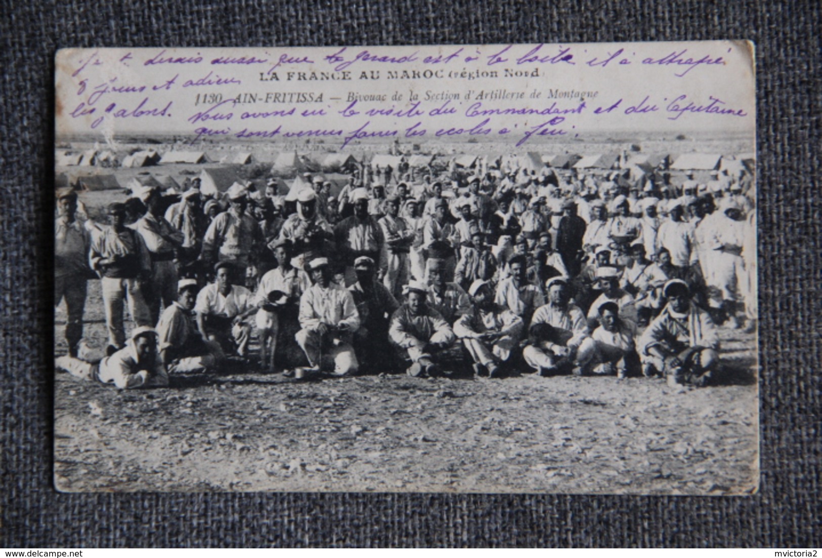 Militaria - Campagne Du MAROC, AIN FRITISSA - Bivouac De La Section D'Artillerie De Montagne. - Guerres - Autres