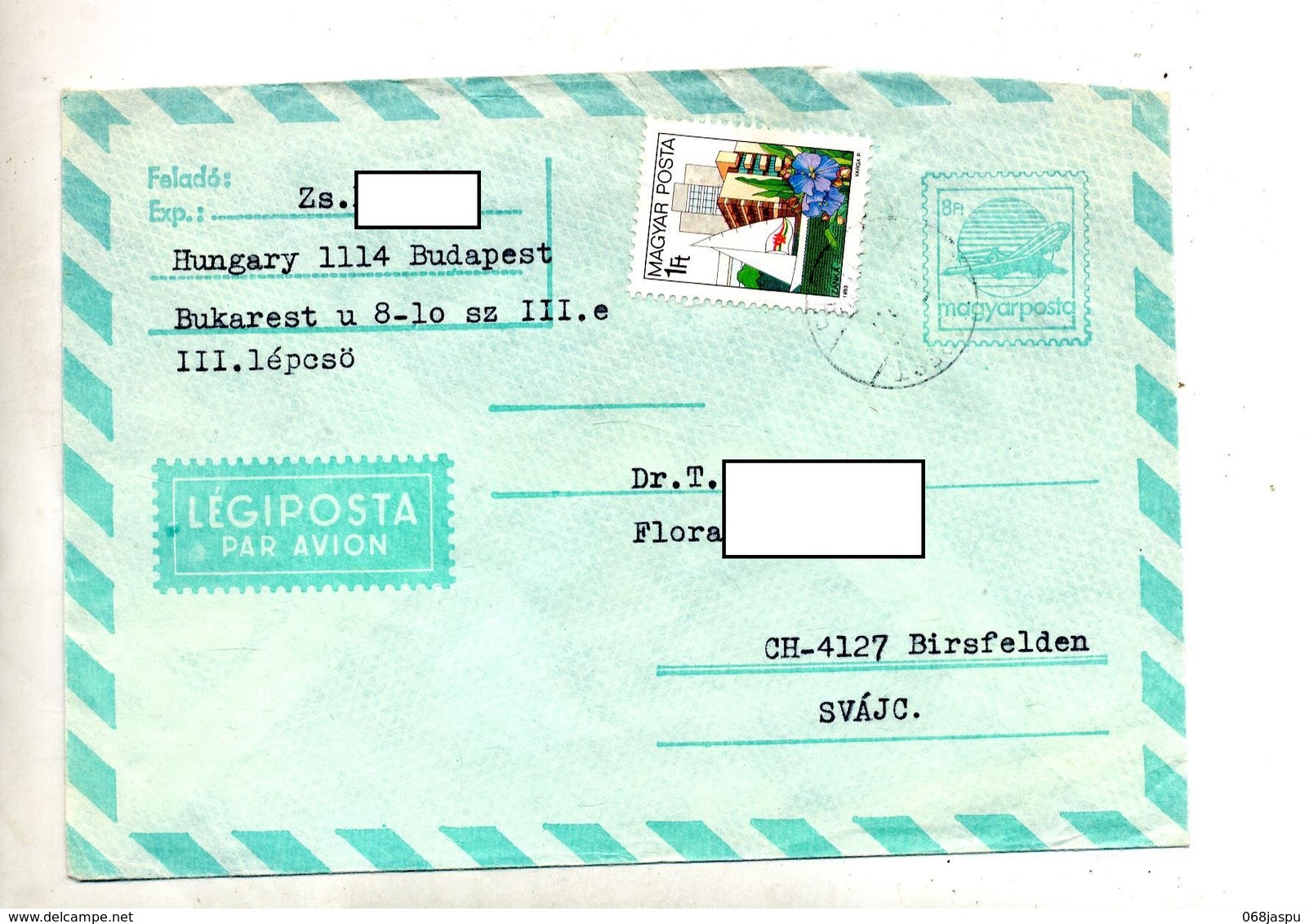 Lettre Entiere 8 Avion + Zanka Cachet - Postal Stationery