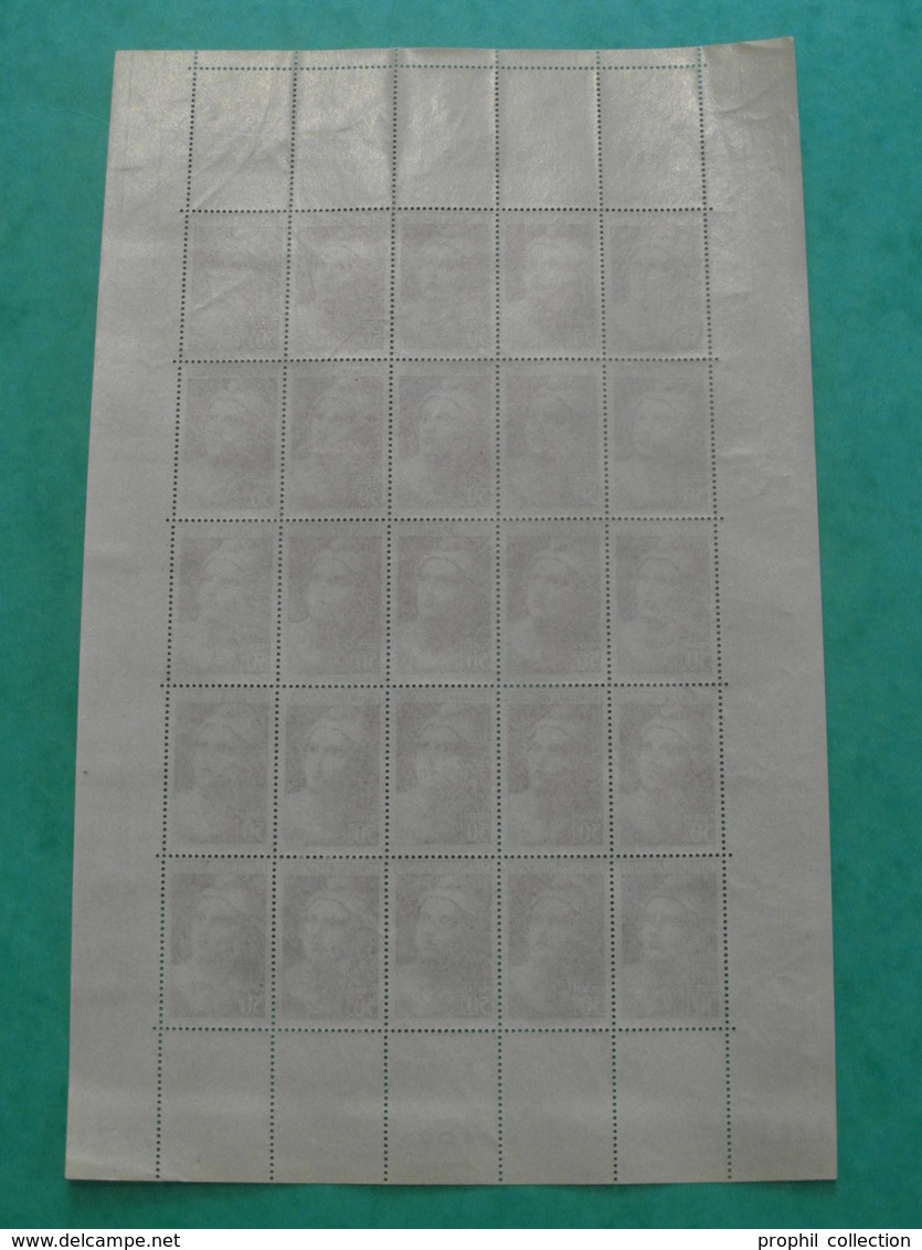 FEUILLE COMPLETE NEUF ** De 25 TIMBRES N° 732 MARIANNE DE GANDON 50F - Full Sheets