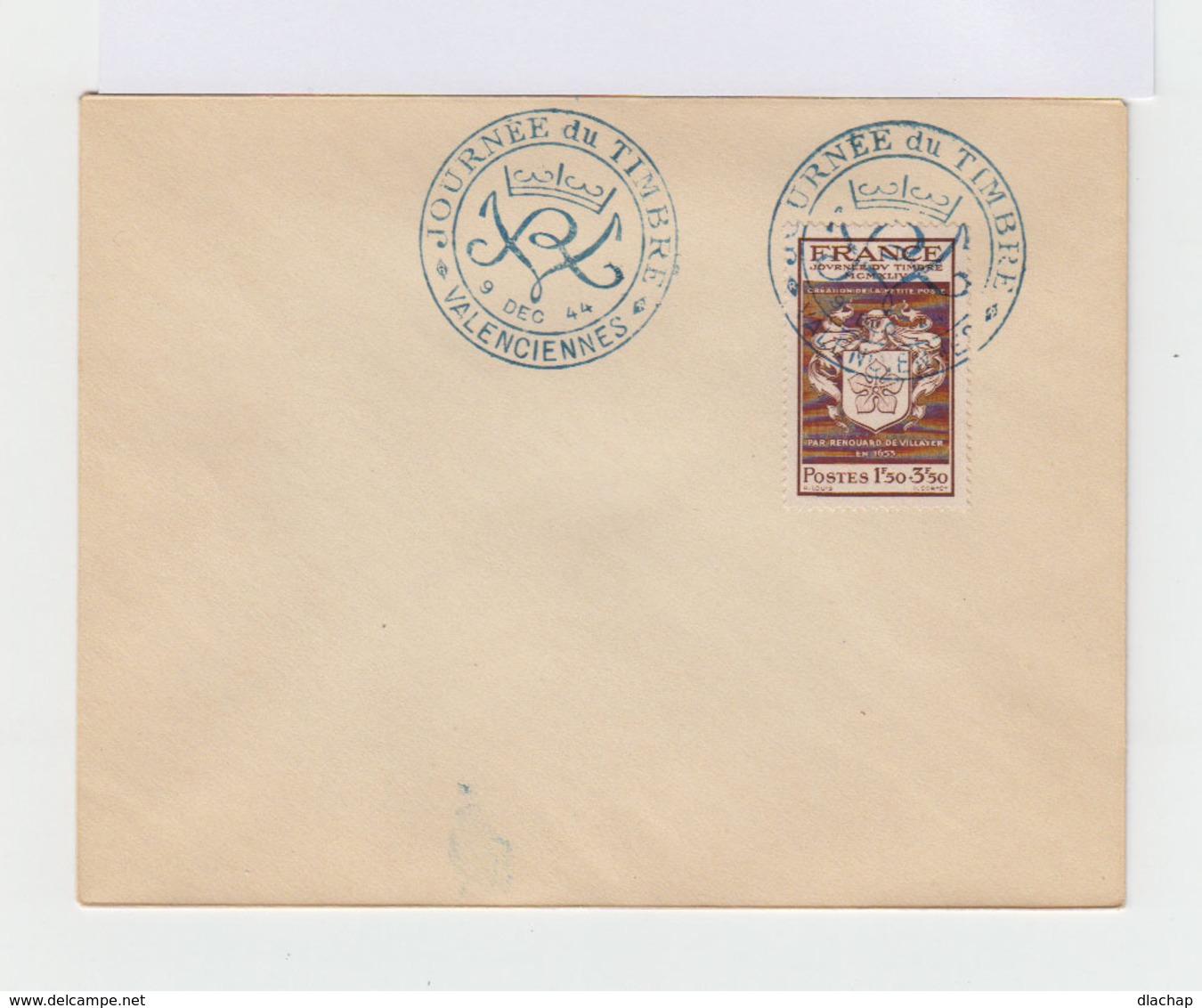 Enveloppe Oblitérée Journée Du Timbre 9 Décembre 1944. Valenciennes. (659) - Guerre De 1939-45
