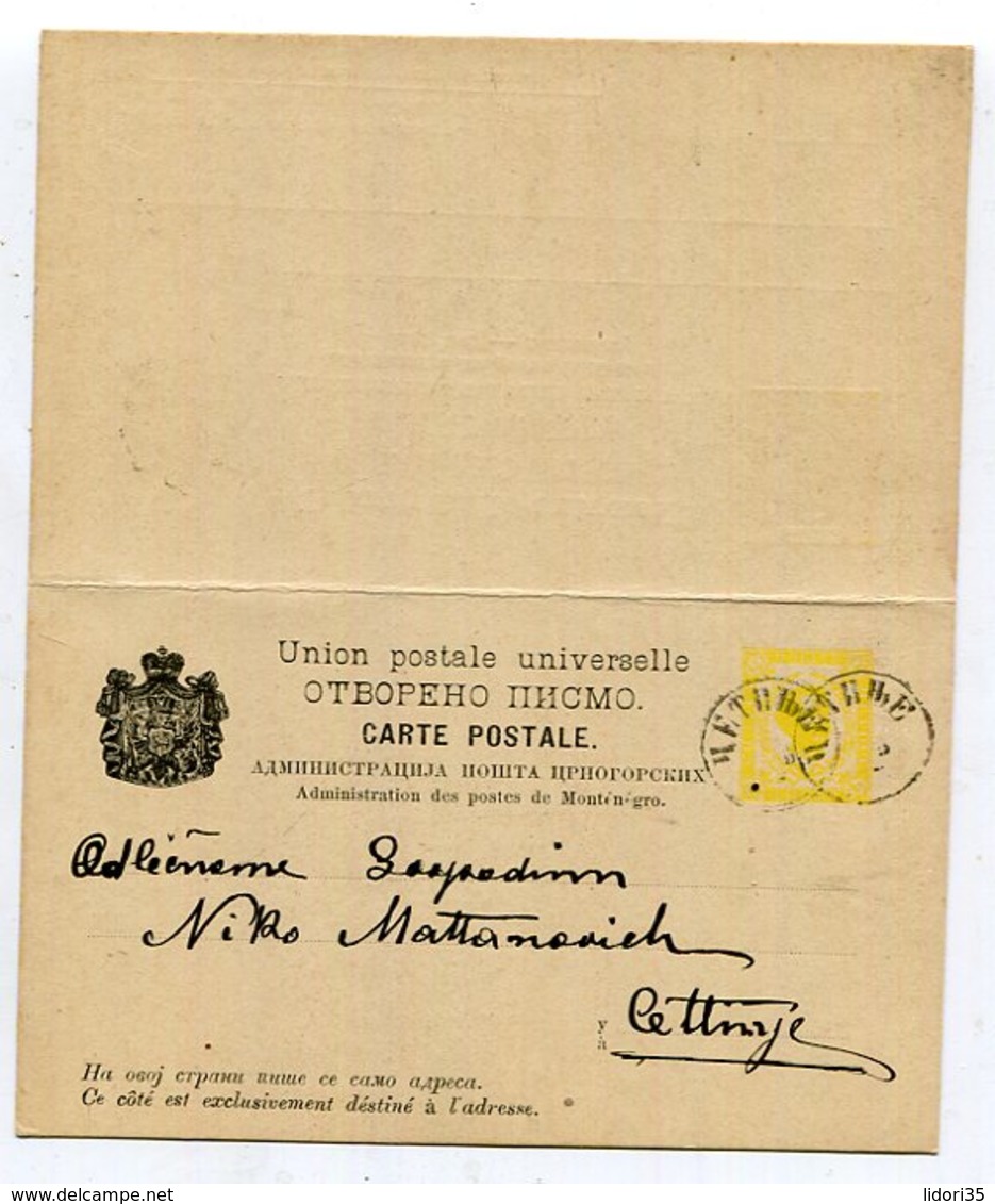 Montenegro / 1892 / Postkarte Mit Antwortteil Mi. P 10 O (17325) - Montenegro