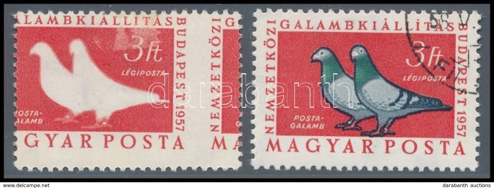 O 1957 Magyarországi Galambfajták 3Ft, Kétoldali Piros Színnyomattal, A Hátoldali Nyomat Erősen Eltolódva. A Filatéliai  - Other & Unclassified