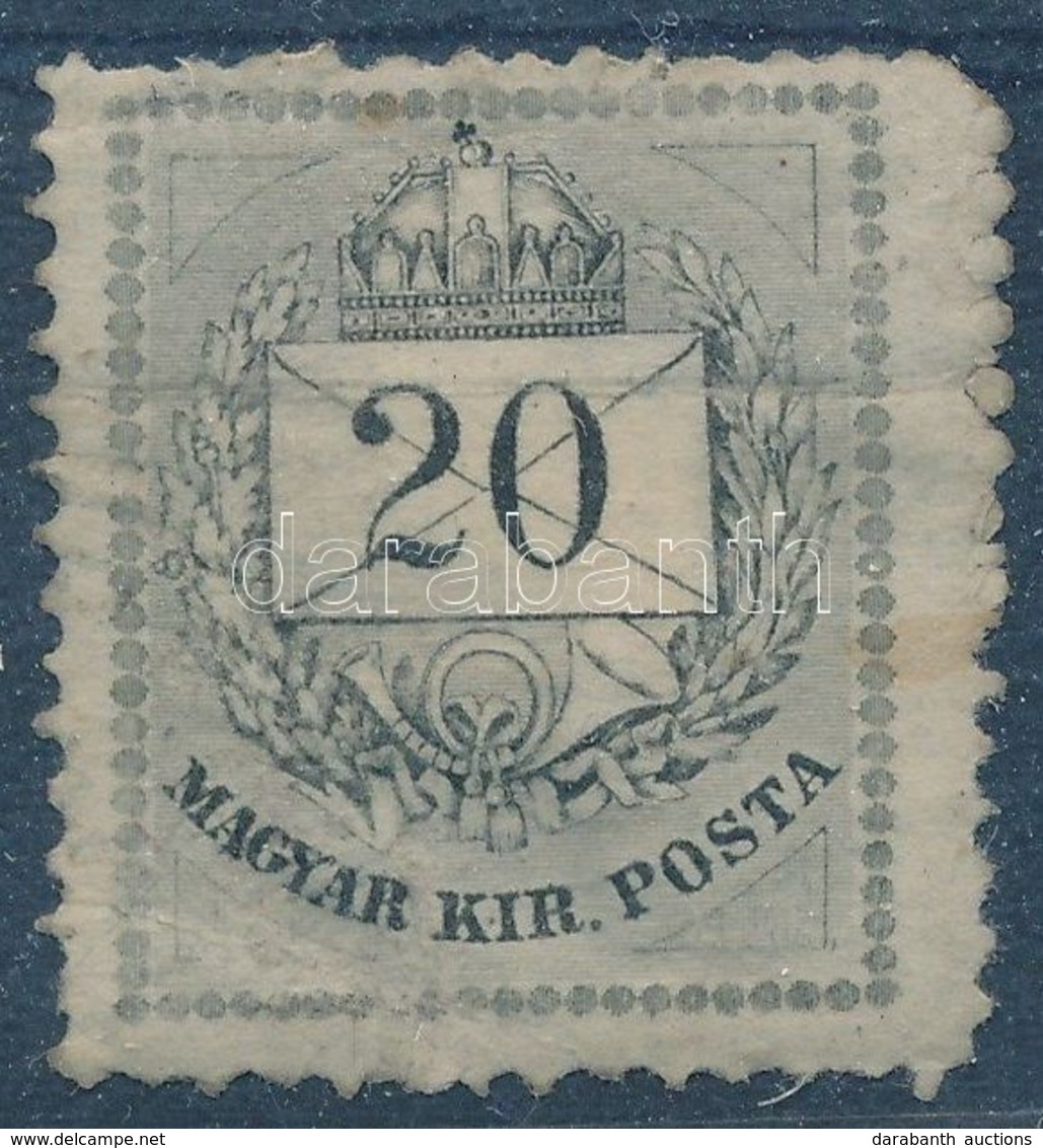 * 1874 Színesszámú 20kr Szürke (160.000) (törések, Papírelvékonyodás / Folded, Thin Paper) - Sonstige & Ohne Zuordnung