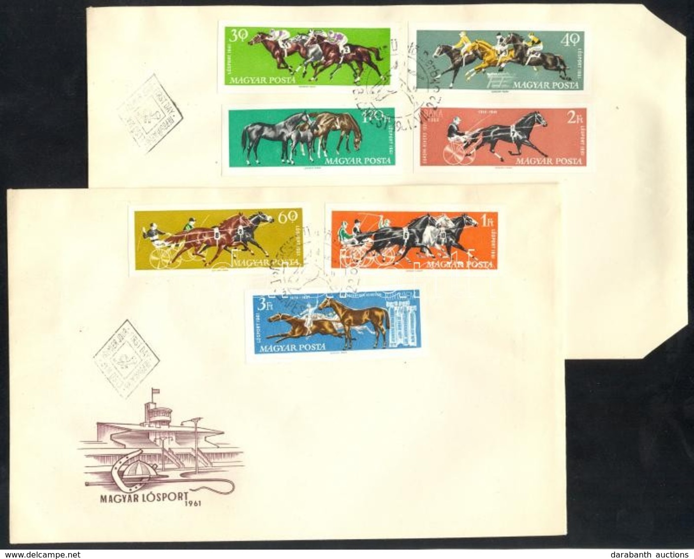 1961 Magyar Lósport (I.) Vágott Sor 2 FDC-n (6.000) - Altri & Non Classificati