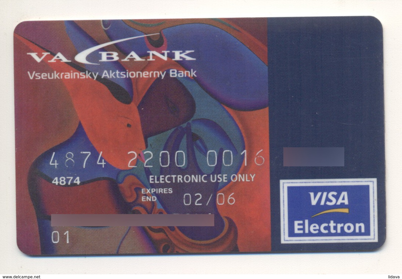 Credit Card Bankcard UKRAINE VA Bank Exp 02.2006 VISA Art Painting - Geldkarten (Ablauf Min. 10 Jahre)