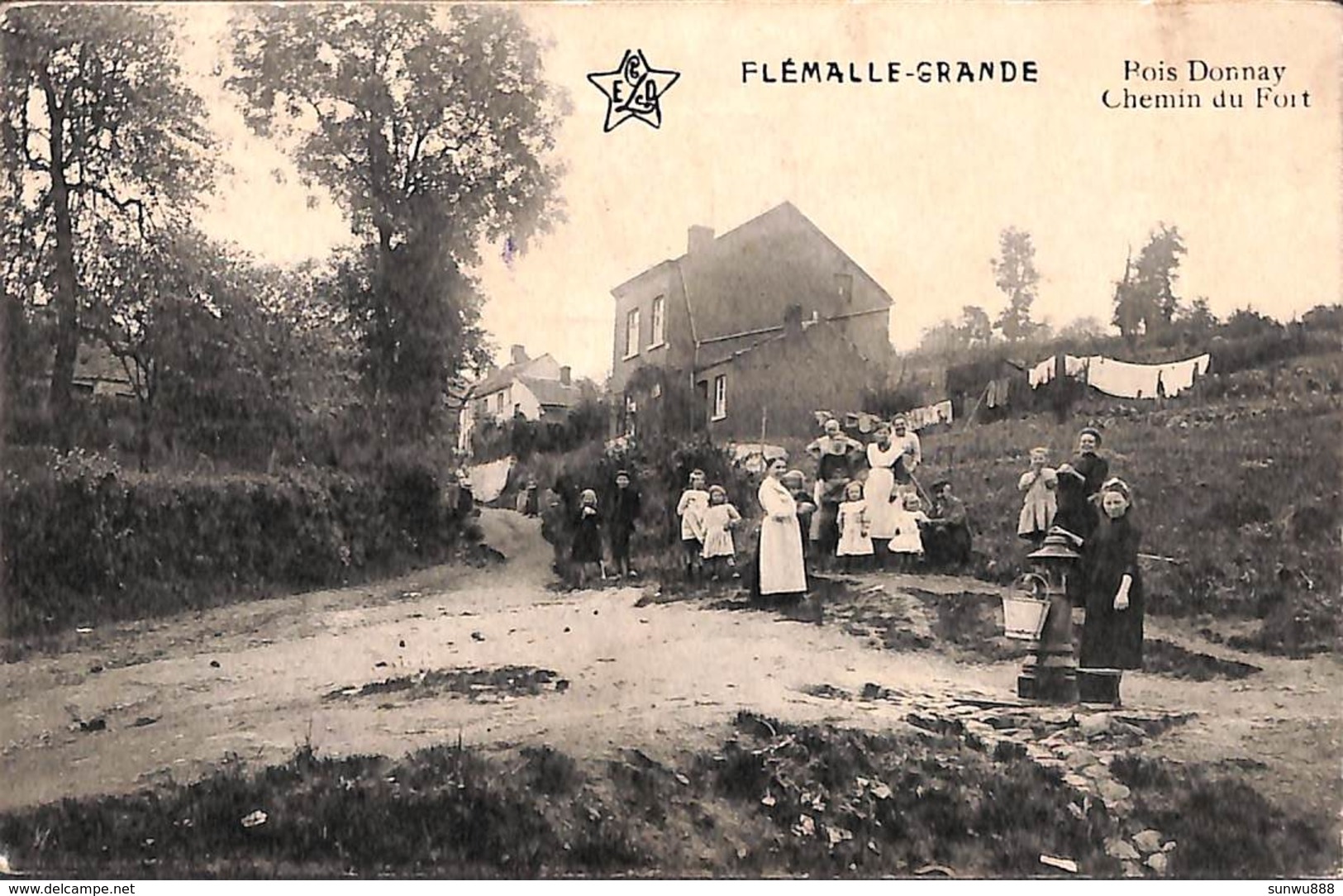 Flémalle-Grande - Bois Donnay - Chemin Du Fort (belle Animation, Fontaine, Edit Lecomte Fivez, Censure 1918) - Flémalle