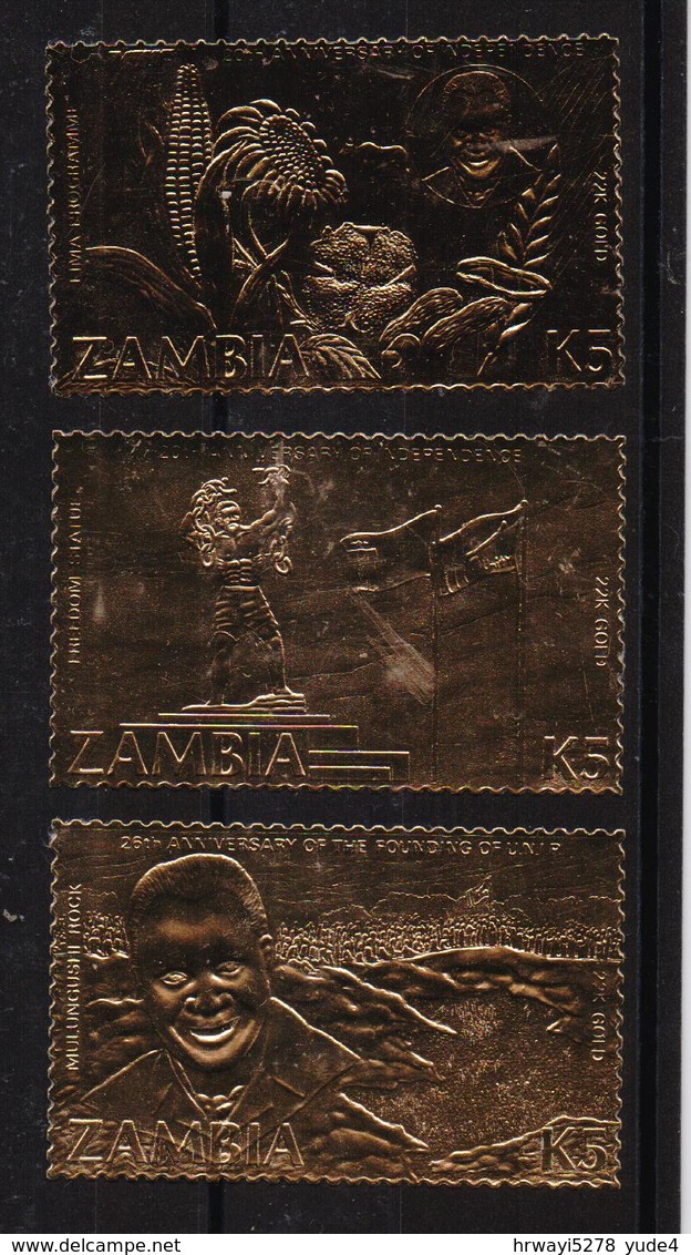 Zambia 1985, Goldcoloured, Complete Set, MNH. Cv 24 Euro - Zambia (1965-...)