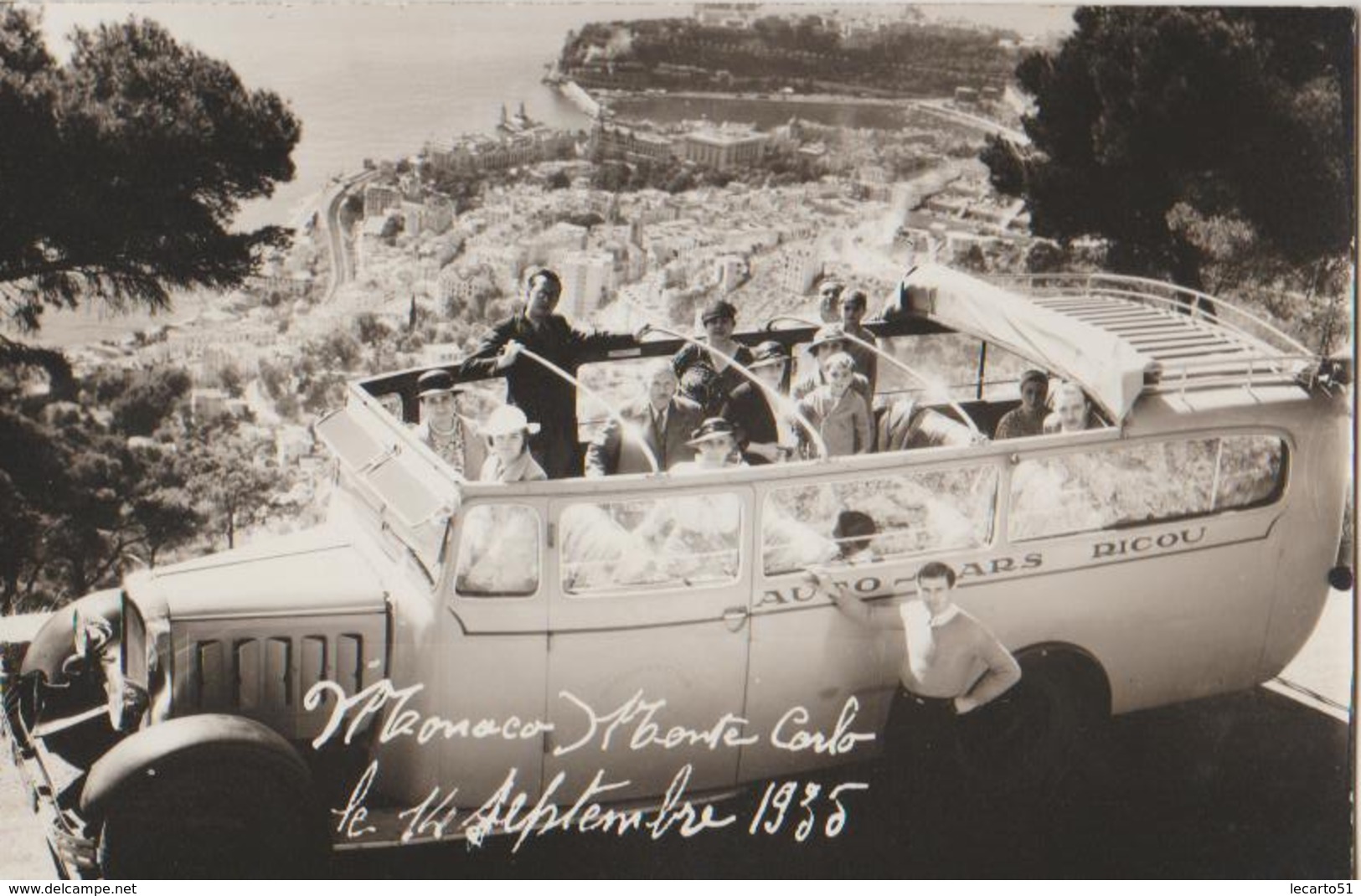 CARTE PHOTO MONACO AUTOCAR  1935 - Autres & Non Classés