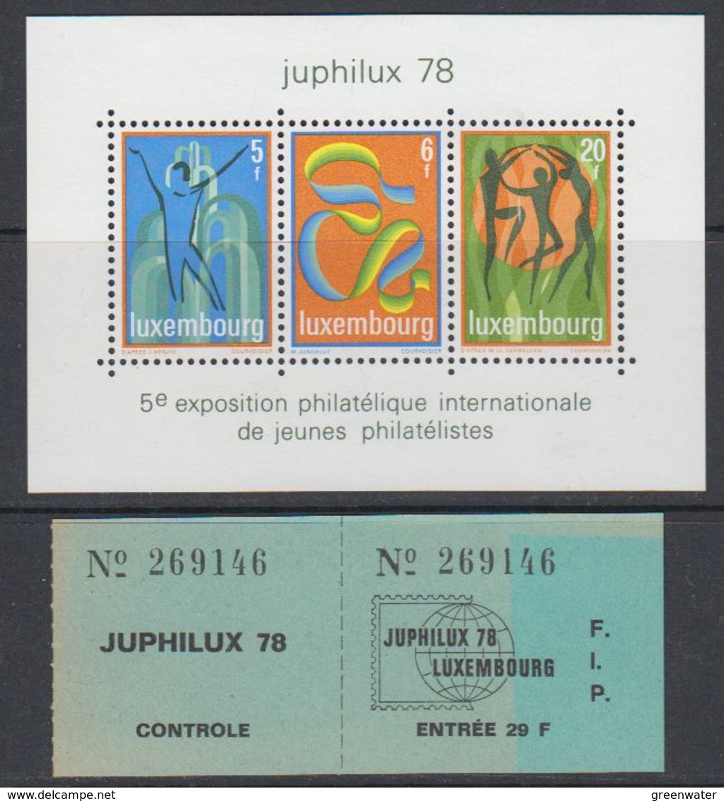 Luxemburg 1978 Juphilux M/s + Ticket ** Mnh (40516) - Blocs & Feuillets