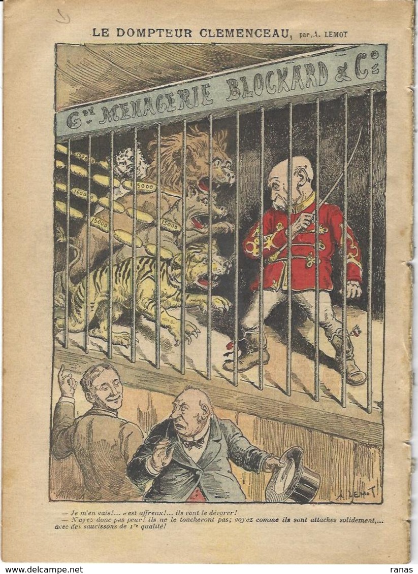 Clemenceau Cirque Circus Dompteur Ménagerie Le Pélerin N° 1628 De 1908 - Other & Unclassified