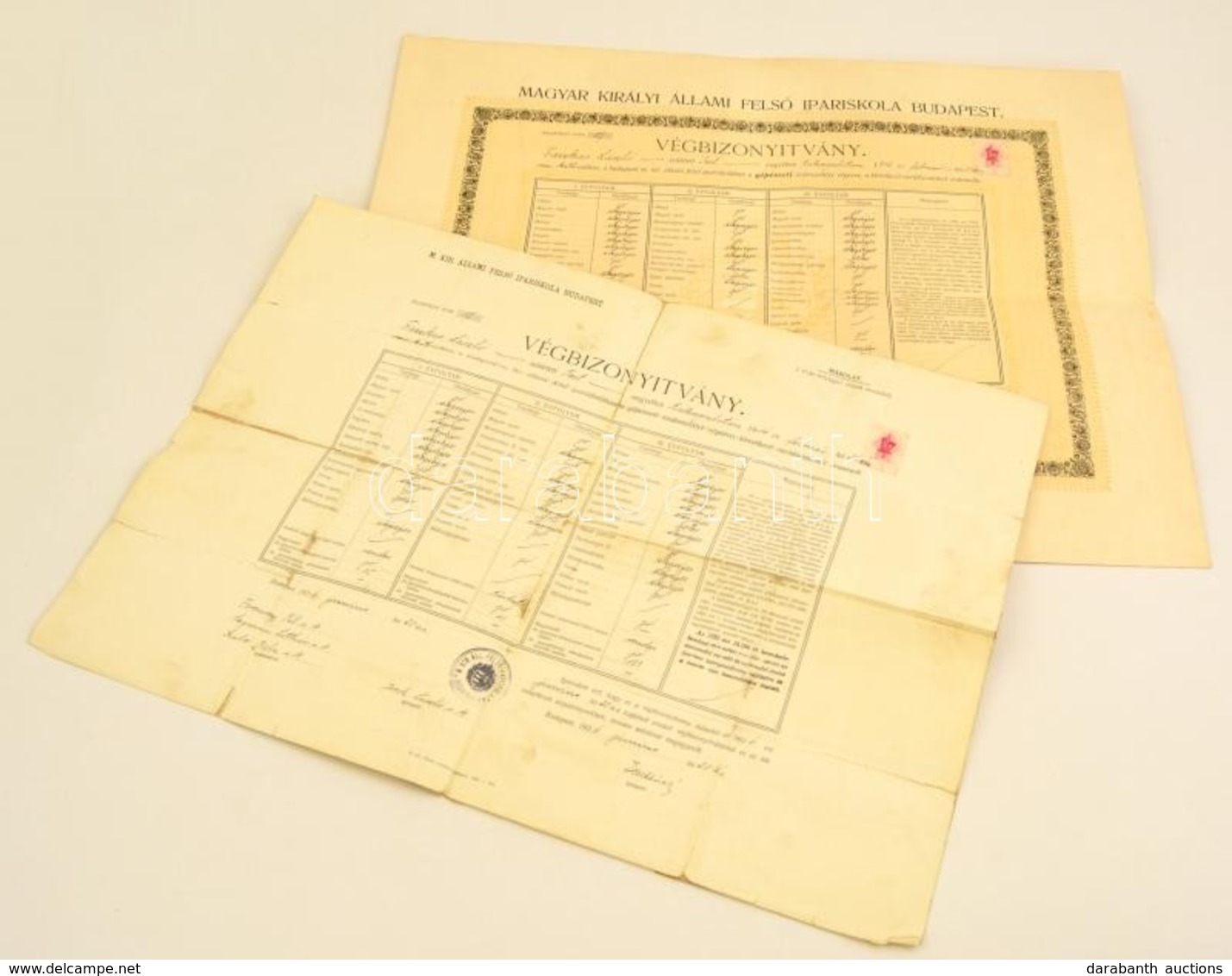 1936 Bp., Felső Ipariskolai Végbizonyítvány és Hiteles Másolata, összesen 2 Db, Okmánybélyeggel - Unclassified