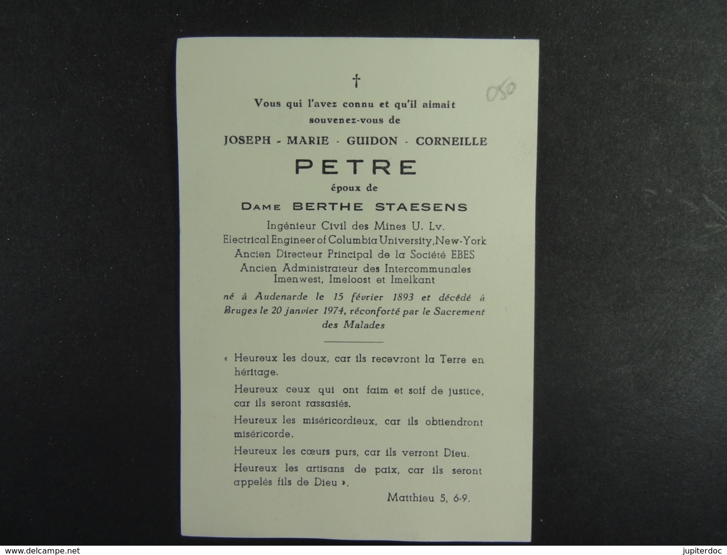 Joseph Petre épx Staesens Audenarde 1893 Bruges 1947 /050/ - Images Religieuses