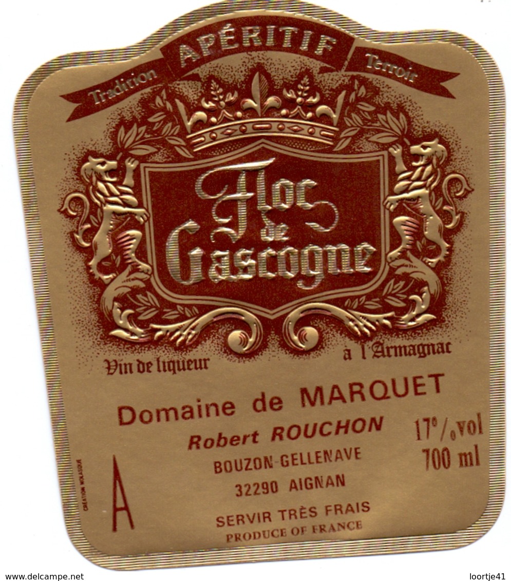 Etiket Etiquette - Vin - Wijn - Apéritif Floc De Gascogne - Domaine De Marquet - Autres & Non Classés