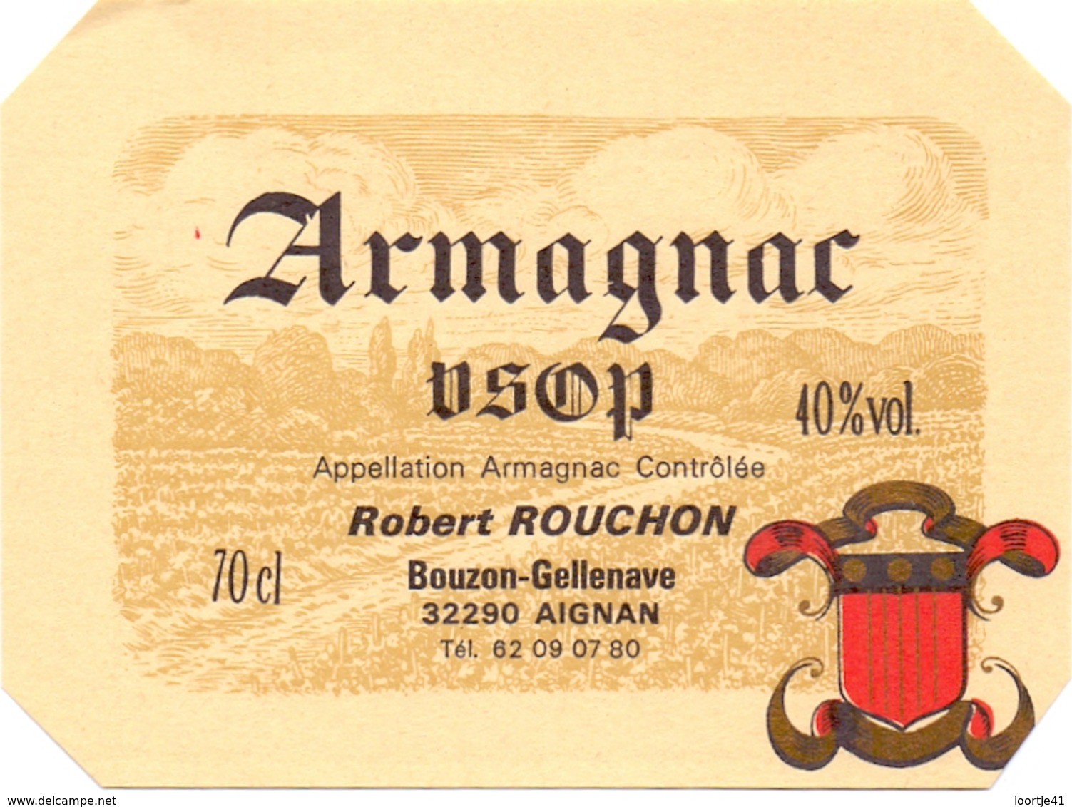Etiket Etiquette - Vin - Wijn - Armagnac - Robert Rouchon - Bouzon Gellenave - Aignan - Autres & Non Classés