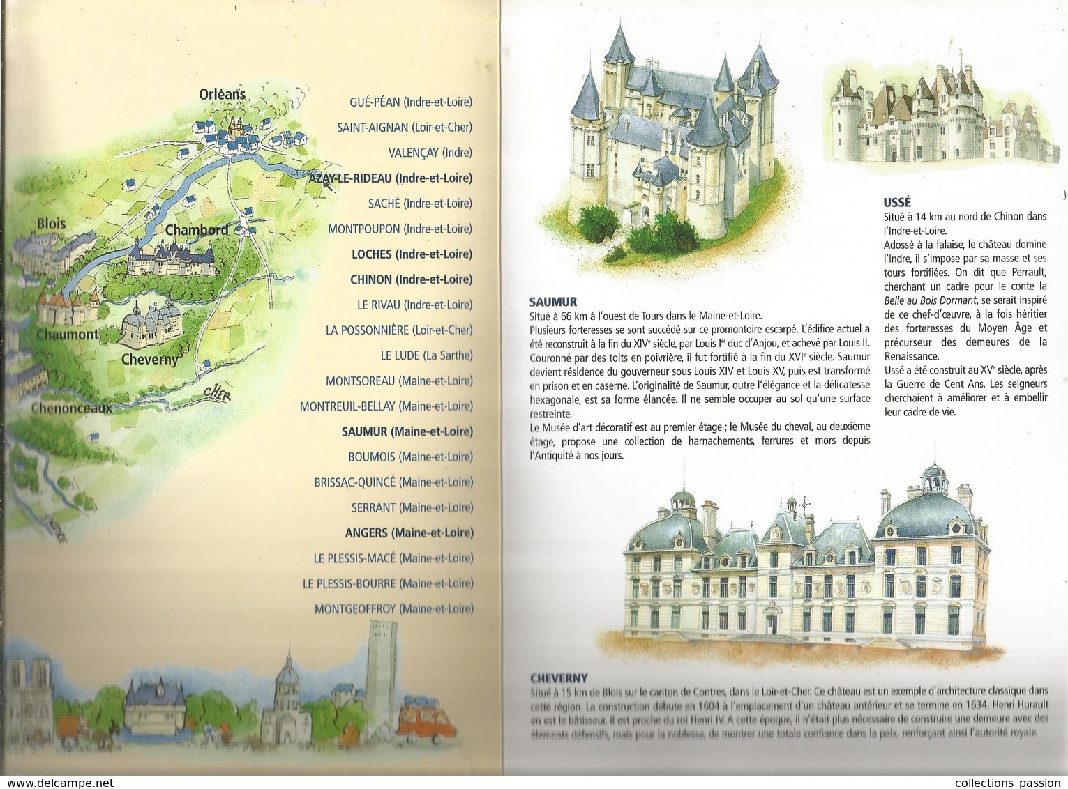 Dépliant Touristique ,petit Guide , LES CHATEAUX DE LA LOIRE , Ed. Aedis , 3 Scans, Fraisfr 1.85 E - Dépliants Touristiques