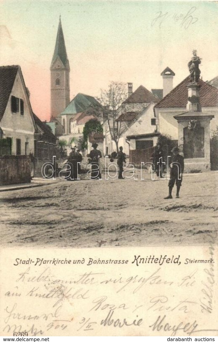 T2 1904 Knittelfeld, Stadt-Pfarrkirche Und Bahnstrasse / Church, Railway Street, Monument - Non Classificati