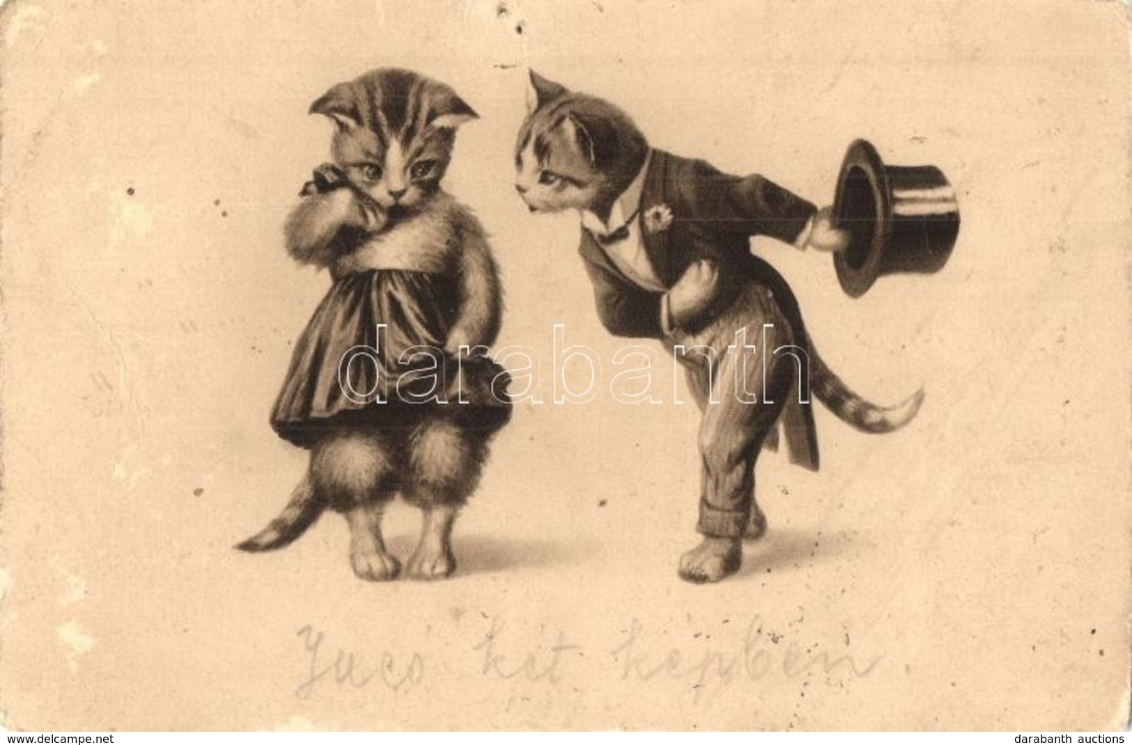 T4 Cat Couple. A.G.B. No. 2905. Litho (pinholes) - Non Classificati
