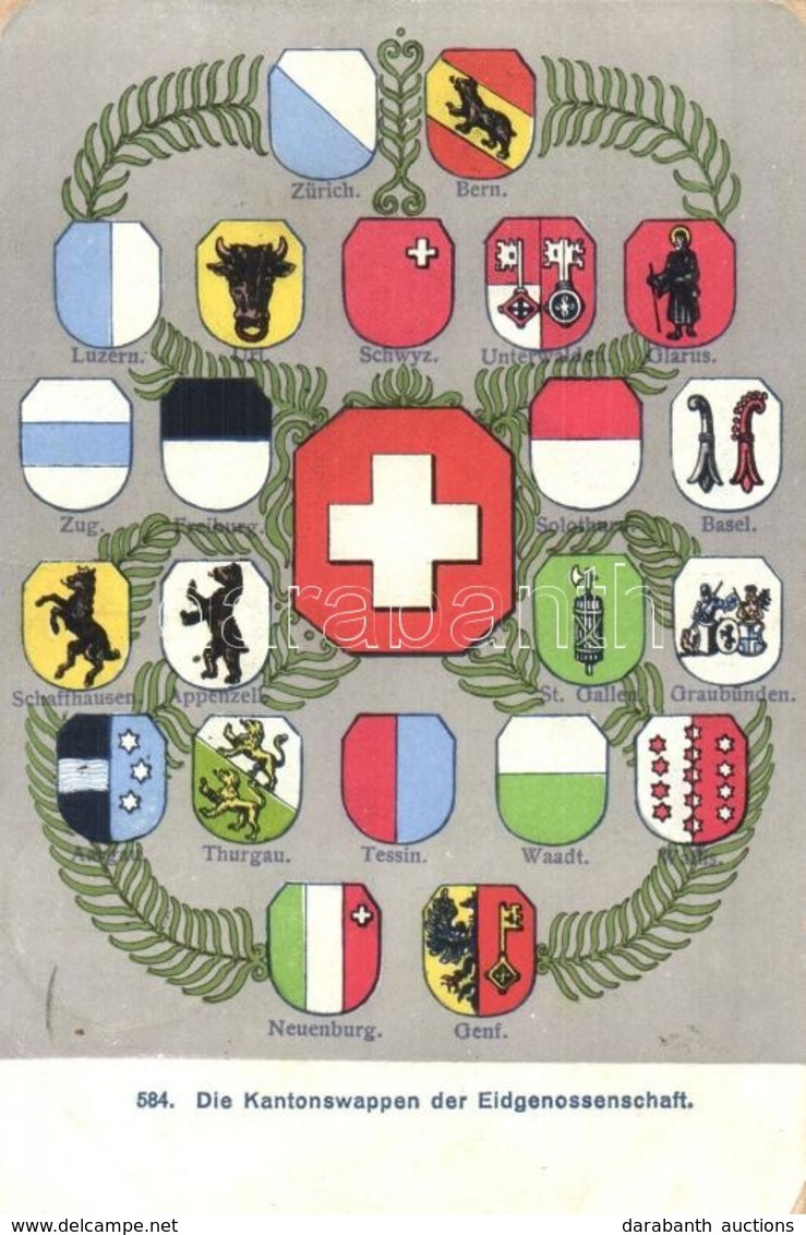 T2/T3 Die Kantonsappen Der Eidgenossenschaft, VErlag Xaver Frey & Co. / Swiss Coat Of Arms + Luftpost (kopott Sarkak / W - Unclassified