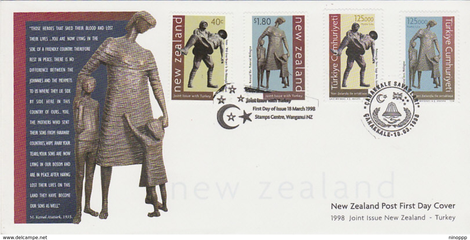 New Zealand 1998 Memorial Statues FDC - FDC