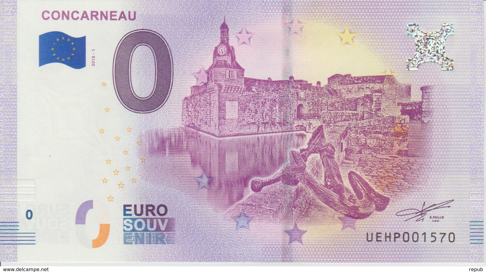 Billet Touristique 0 Euro Souvenir France 29 Concarneau 2018-1 N°UEHP001570 - Essais Privés / Non-officiels