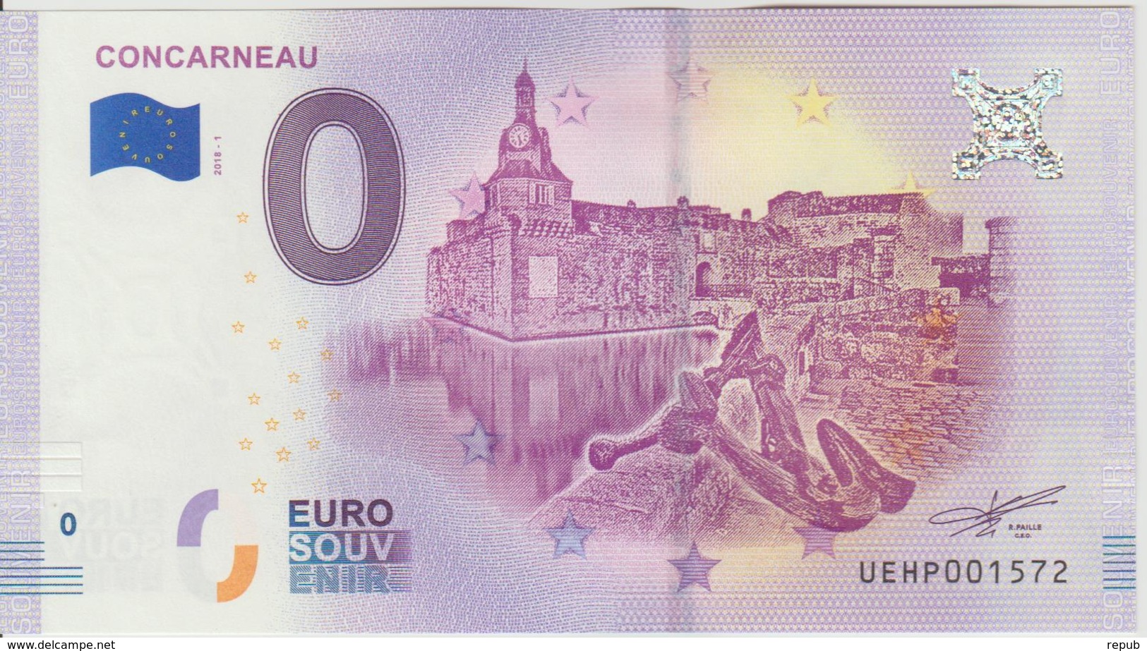 Billet Touristique 0 Euro Souvenir France 29 Concarneau 2018-1 N°UEHP001572 - Essais Privés / Non-officiels