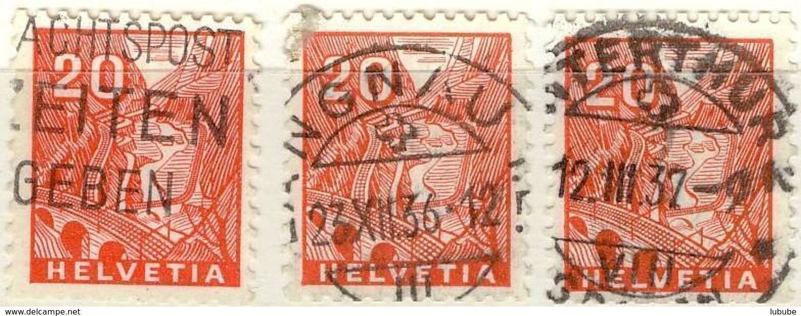 Leventina 198R, 20 Rp.rot  (3 Stück)          1936/37 - Franqueo