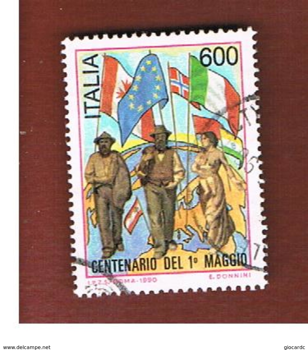 ITALIA REPUBBLICA  - SASS. 1933   -      1990 100^ ANNIV. 1^ MAGGIO  -      USATO - 1981-90: Usados