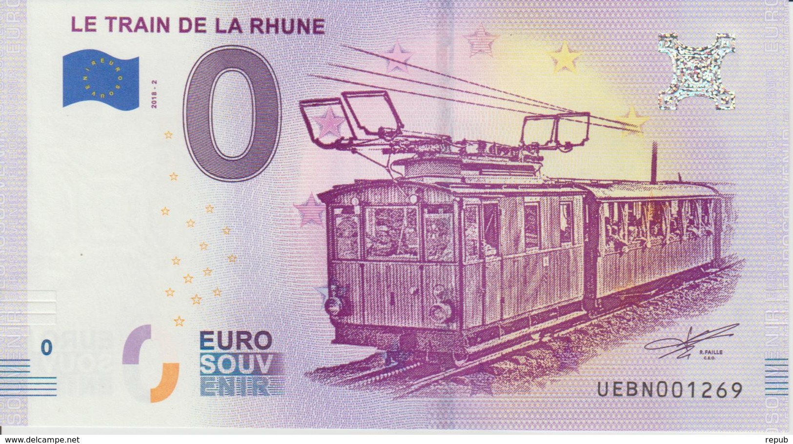 Billet Touristique 0 Euro Souvenir France 64 Train De La Rhune 2018-2 N°UEBN001269 - Essais Privés / Non-officiels