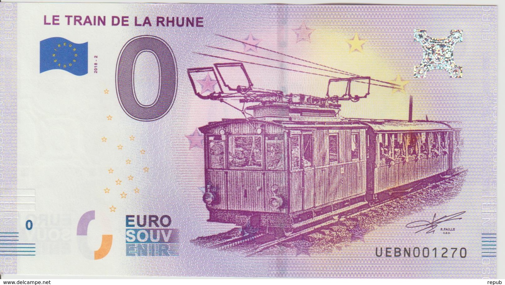 Billet Touristique 0 Euro Souvenir France 64 Train De La Rhune 2018-2 N°UEBN001270 - Private Proofs / Unofficial