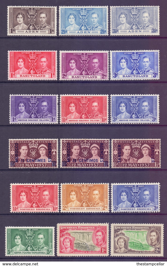 1937 Coronation Stamps, Aden Basutoland Morocco Nrothern Rhodesia Etc Mint - Autres & Non Classés