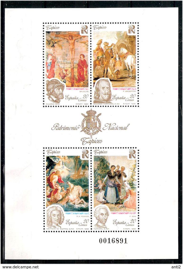 Spain 1990 National Heritage (II) - Tapestries From The Royal Collection, Mi Bloc 38 Used, Not Cancelled - Gebraucht