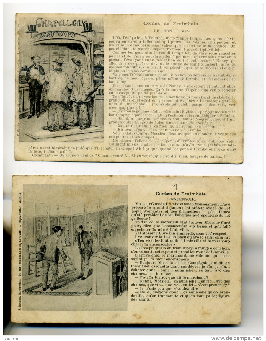 54 CONTES De FRAIMBOIS 2 Cartes  Le Bon Temps Et L'Encensoir  écrites 1916 " Chers Parents "   /D02-2015 - Autres & Non Classés