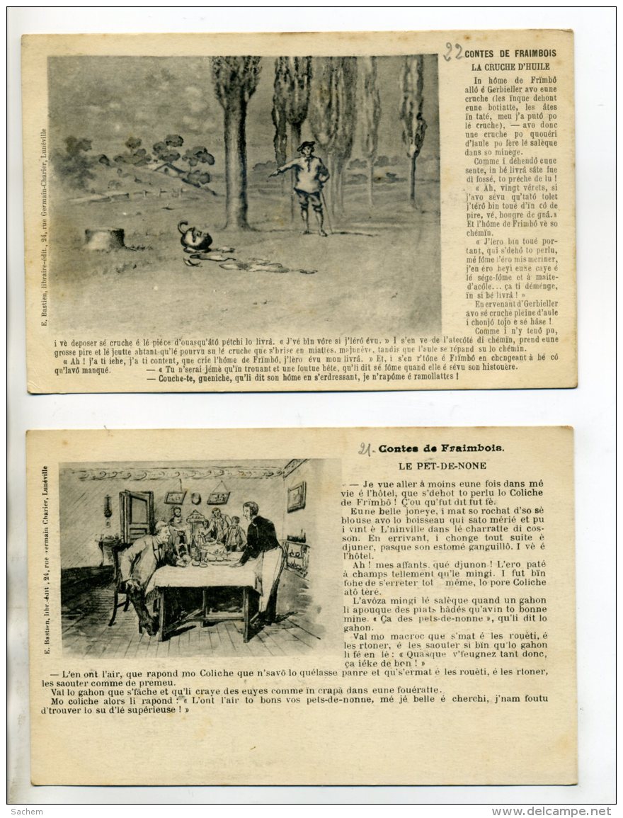 54 CONTES De FRAIMBOIS 2 Cartes  La Cruche D'Huile Et Le Pet De Nonne  - écrites 1917  " Chers Parents "   /D02-2015 - Autres & Non Classés