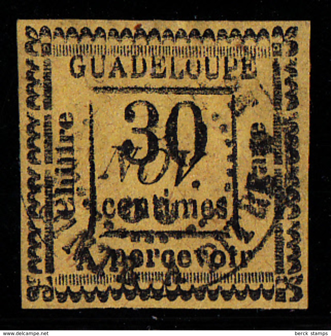 GUADELOUPE - TAXE N° 10 - 30 C  JAUNE  - TYPE 9 - COTE MAURY 450€ - Strafport