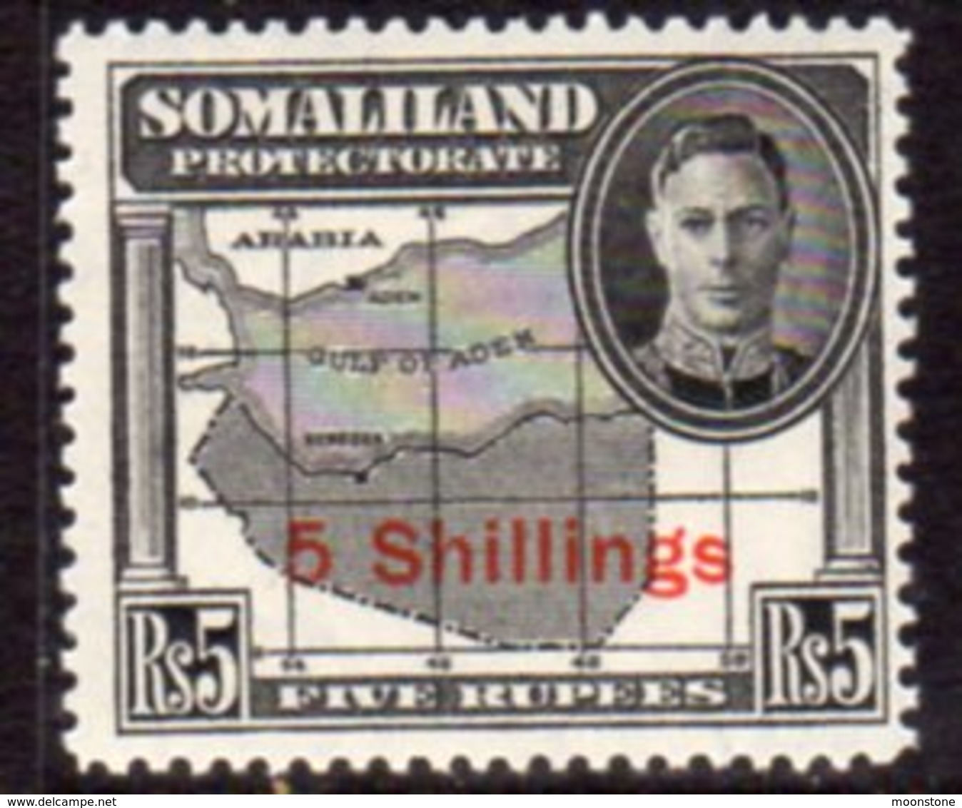 British Somaliland 1951 Definitive Surcharges 5 Shillings On 5 Rupees Value, MNH, SG 135 (BA) - Somaliland (Protectorat ...-1959)