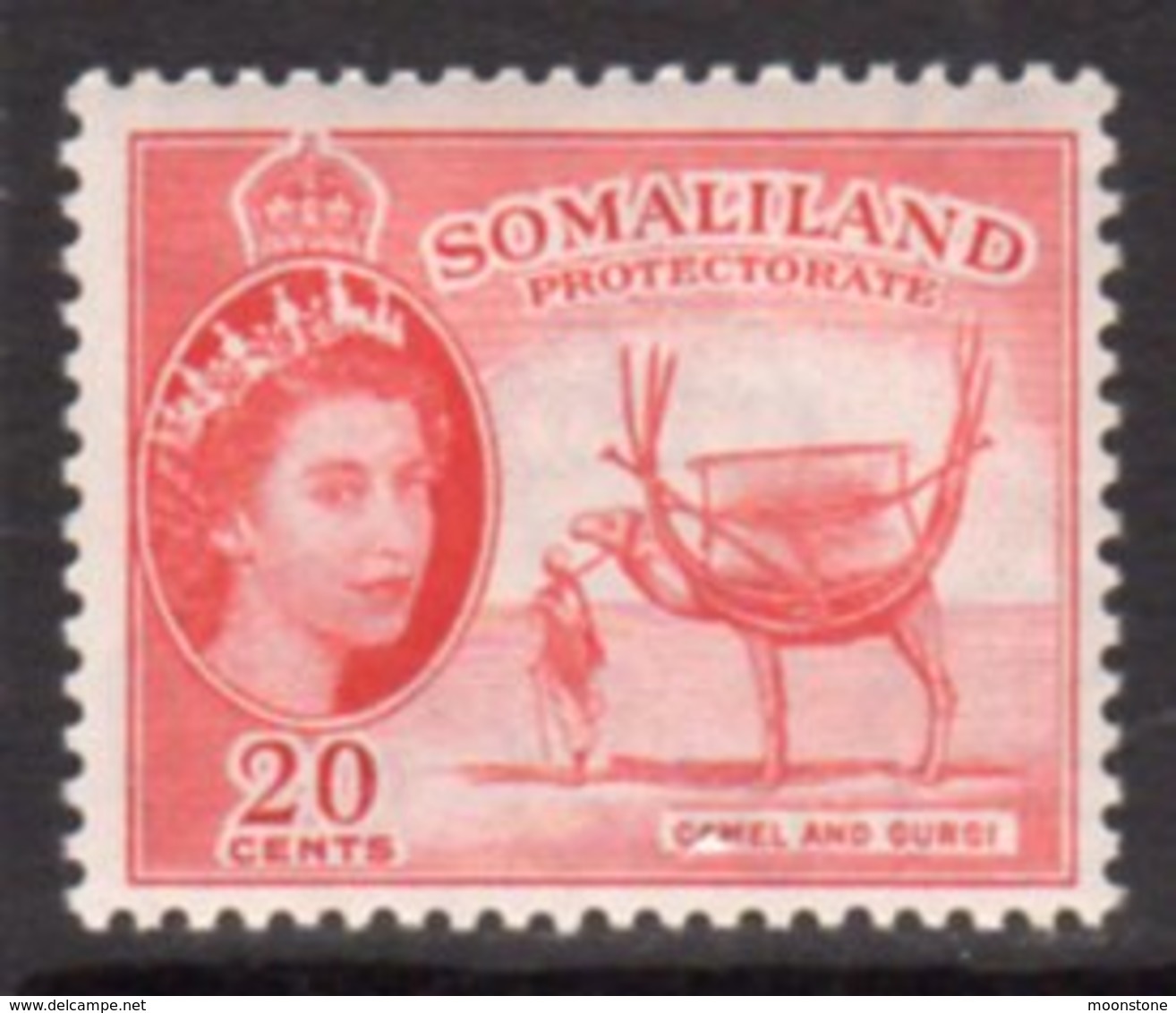 British Somaliland 1953-8 20c Camel & Gurgi Value, MNH, SG 140 (BA) - Somaliland (Protectorate ...-1959)