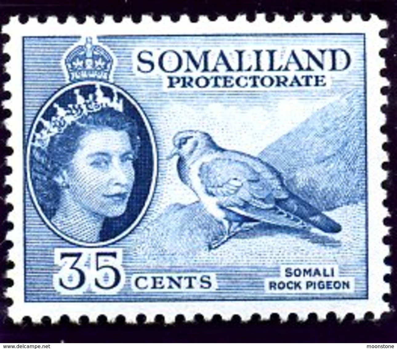 British Somaliland 1953-8 35c Stock Dove Bird Value, Hinged Mint, SG 142 (BA) - Somaliland (Protectorate ...-1959)