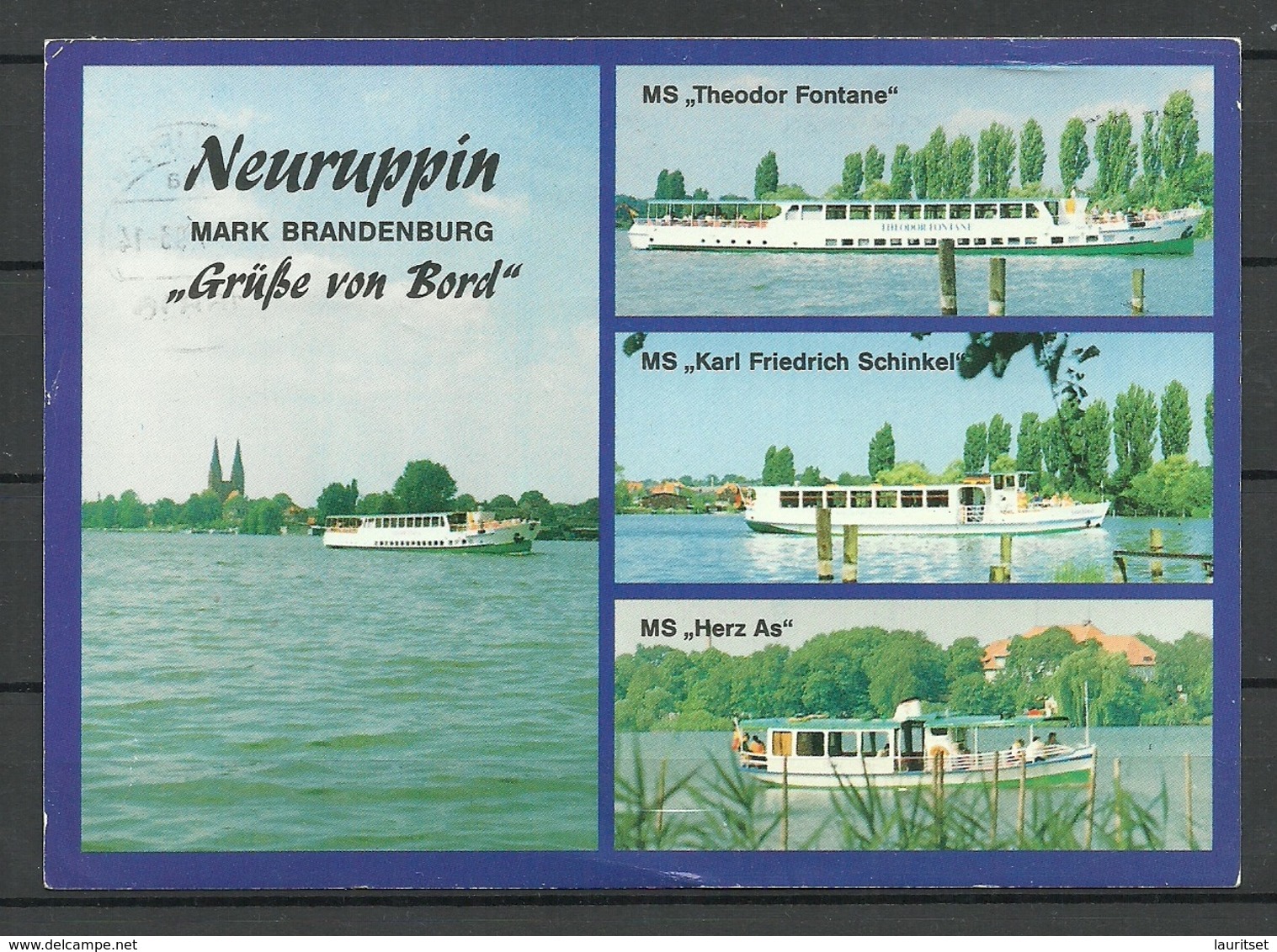 Deutschland 1993 Ansichtskarte NEURUPPIN Fähre Schiffe (gesendet, Mit Briefmarke) - Neuruppin