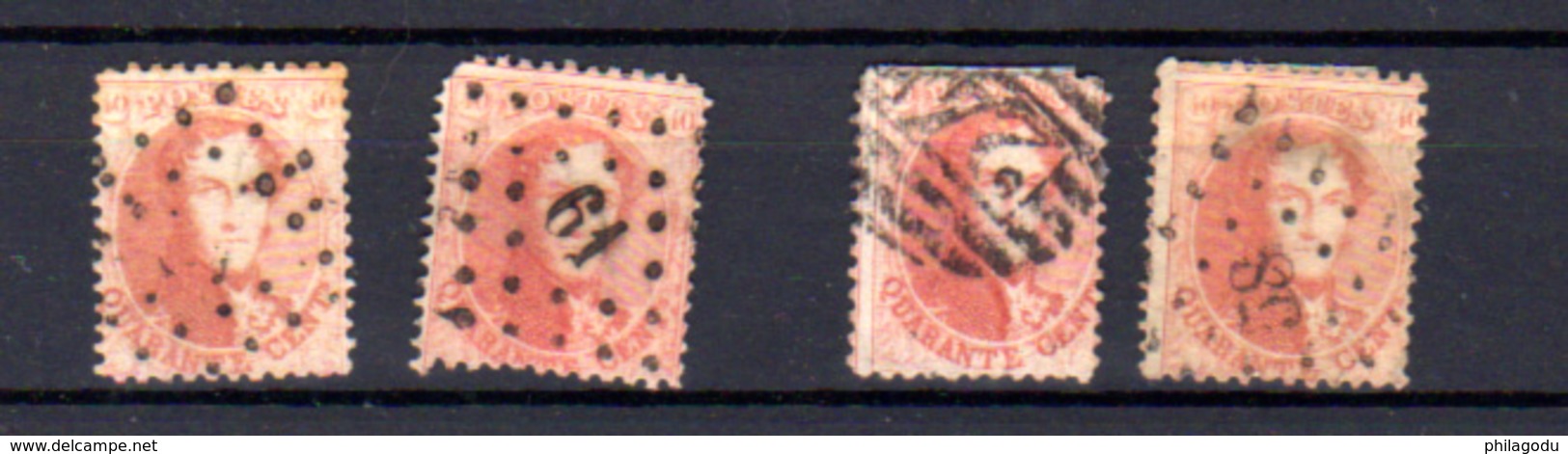 1863, Belgique, Léopold 1er, 4 X  16 A  Ob, Cote 120 €, - 1849-1865 Medaillons (Varia)