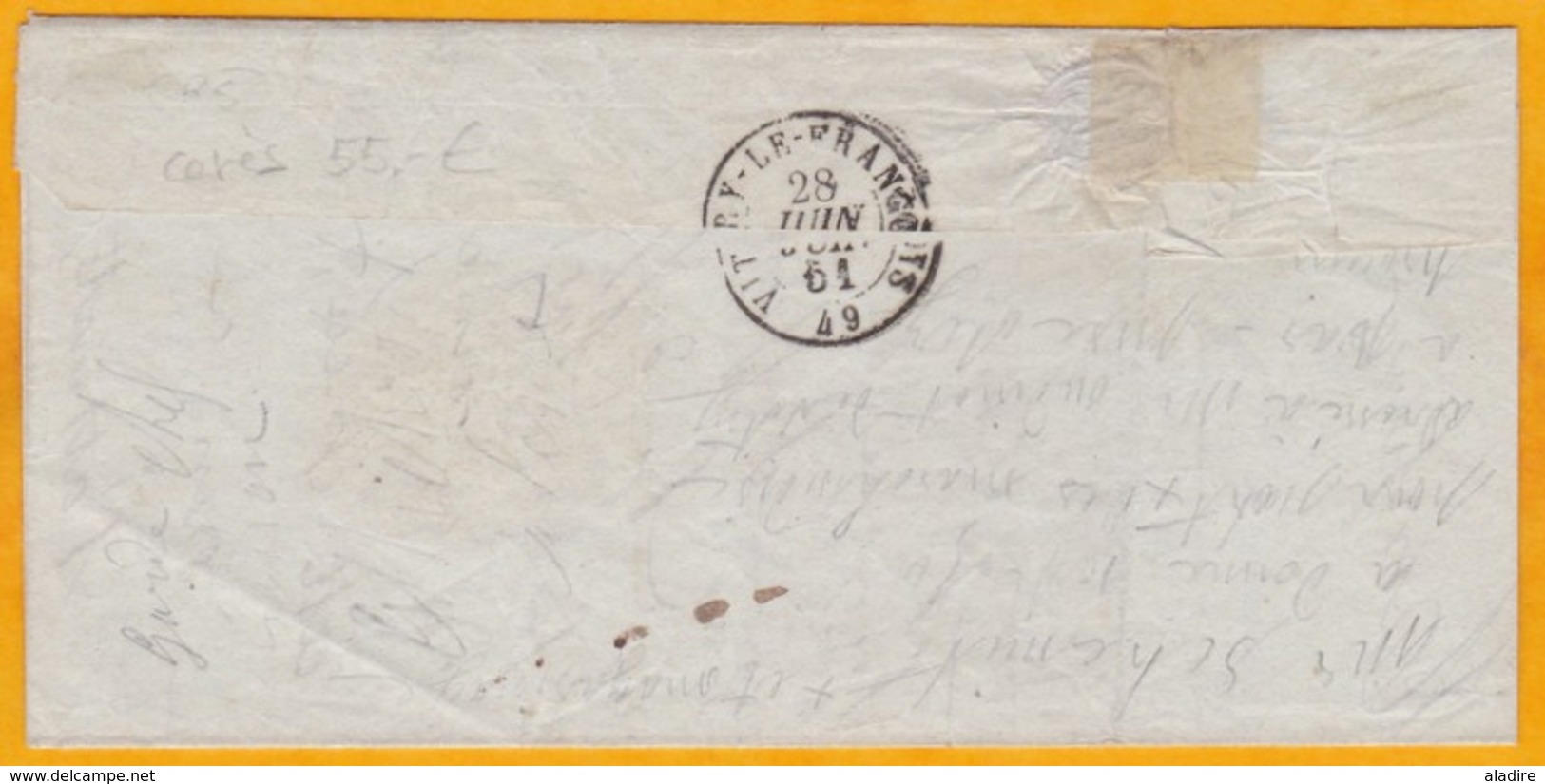 1851 - 25 C Bleu Cérès YT N° 4 - Sur Lettre De Vincennes Vers Vitry Le François - Belles Marques - Cad Arrivée - 1849-1850 Cérès