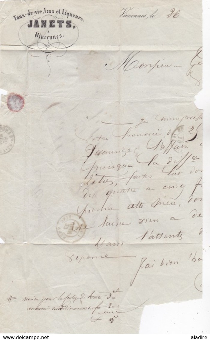 1851 - 25 C Bleu Cérès YT N° 4 - Sur Lettre De Vincennes Vers Vitry Le François - Belles Marques - Cad Arrivée - 1849-1850 Cérès