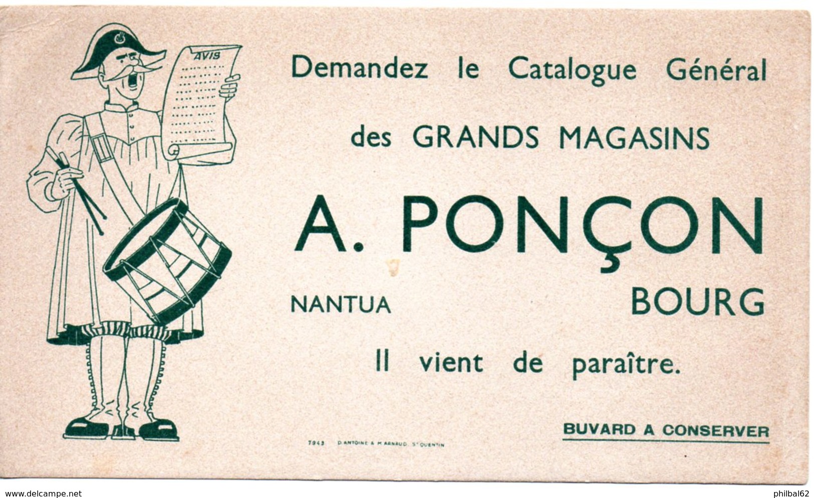 Buvard Grands Magasins A.Ponçon, à Nantua Et Bourg. - Other & Unclassified